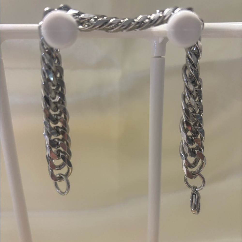 *New*Men's Silver Titanium Chain Bracelet - Picture 4 of 7